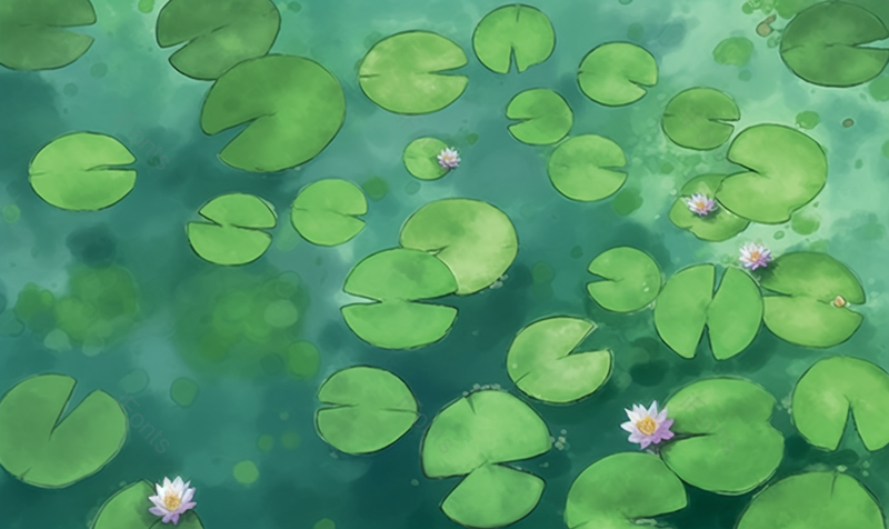 户外池塘里的荷花手绘插画背景图,插画/手绘图,插画/手绘图库,插画/手绘图下载,插画/手绘